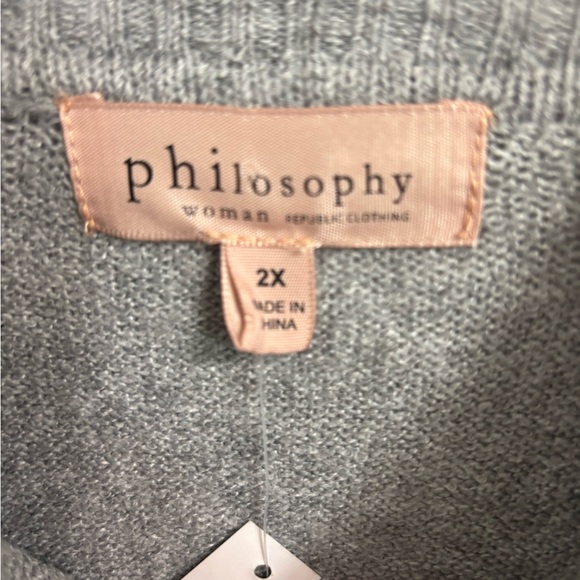 Philosophy Elegant Gray Knit Sweater Mock Neck Cozy 2X NWT - Picture 3 of 8